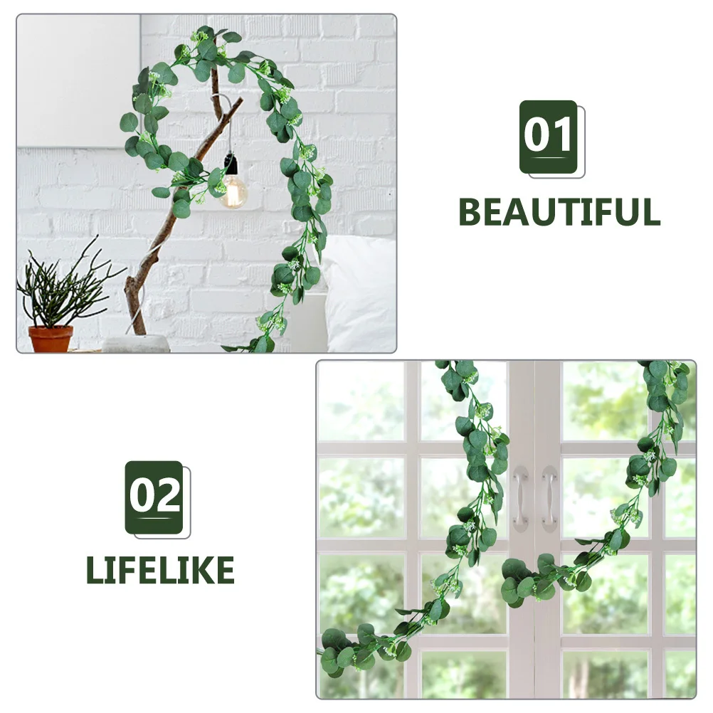 

1Pcs Simulated Vine Lifelike Eucalyptus Vine Natural Green Home Office Wedding Party Banquet Decoration Artificial Rattan Plant