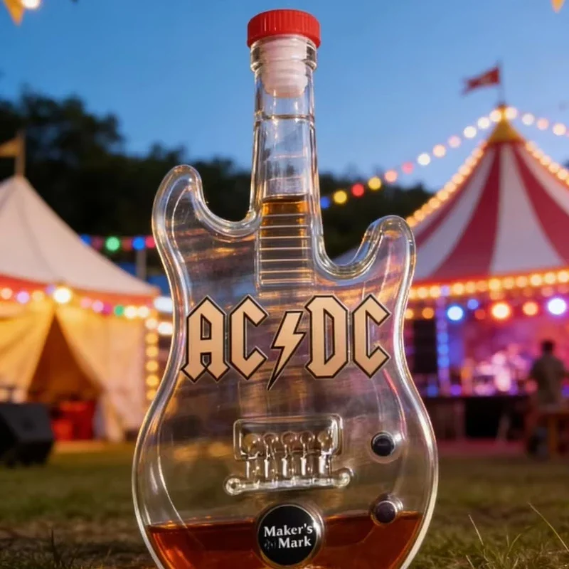 Inspired Electric Guitar Shaped Whiskey Decanter, Crown Topped Creative Glass Liquor Bottle For Rock Fans Home Decoration