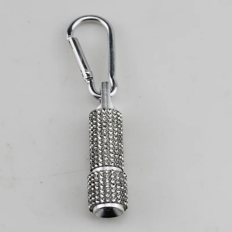 Rhinestone DIY Women Girls Children Outdoor Keychain Mini LED Flashlight
