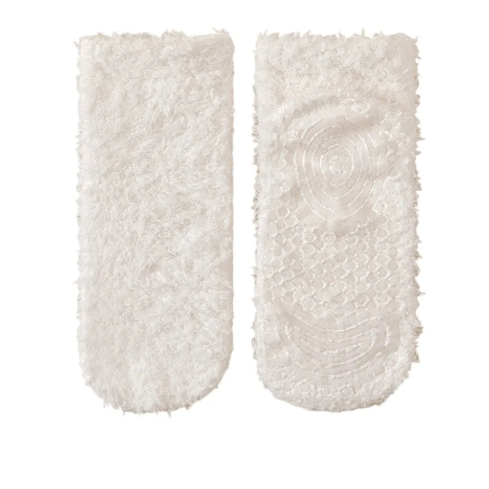 

Cozy Solid Color Coral Fleece Socks Silicone Grip Non-Slip Floor Socks Soft Thickened Tube Socks Autumn Winter Home Wear