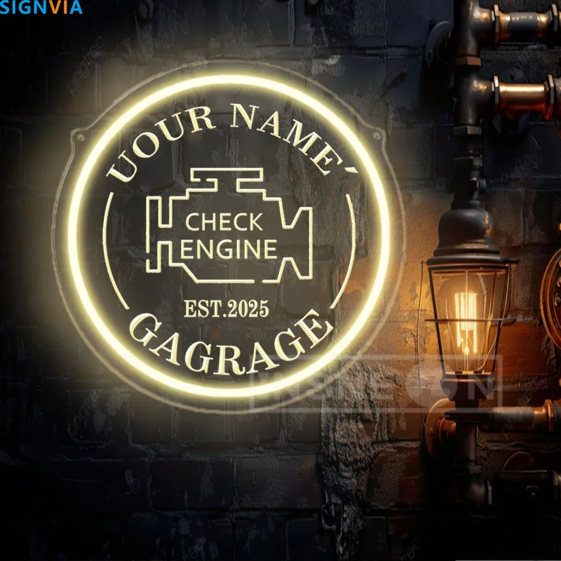 المرآب مخصص LED النيون تسجيل USB الحائط ديكور تحقق المحرك رجل الكهف الأبيض السيارات ضوء لعصابات العرض الهدايا التعميم