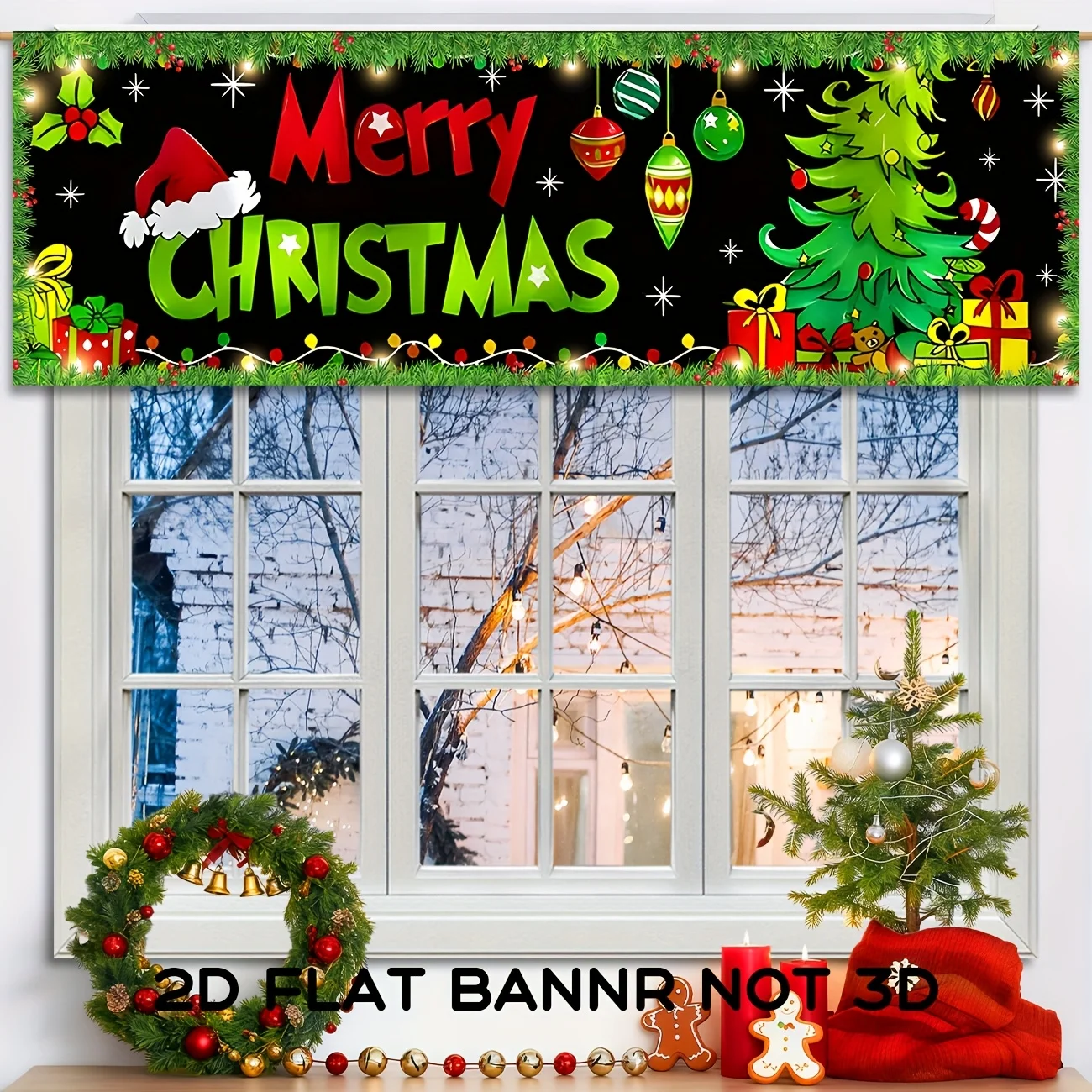 Weihnachtsdekorationen, Polyester-Vorhang, Volant, Willkommen bei Whoville, Party-Dekoration, FROHE WEIHNACHTEN, Party-Banner, Weihnachten