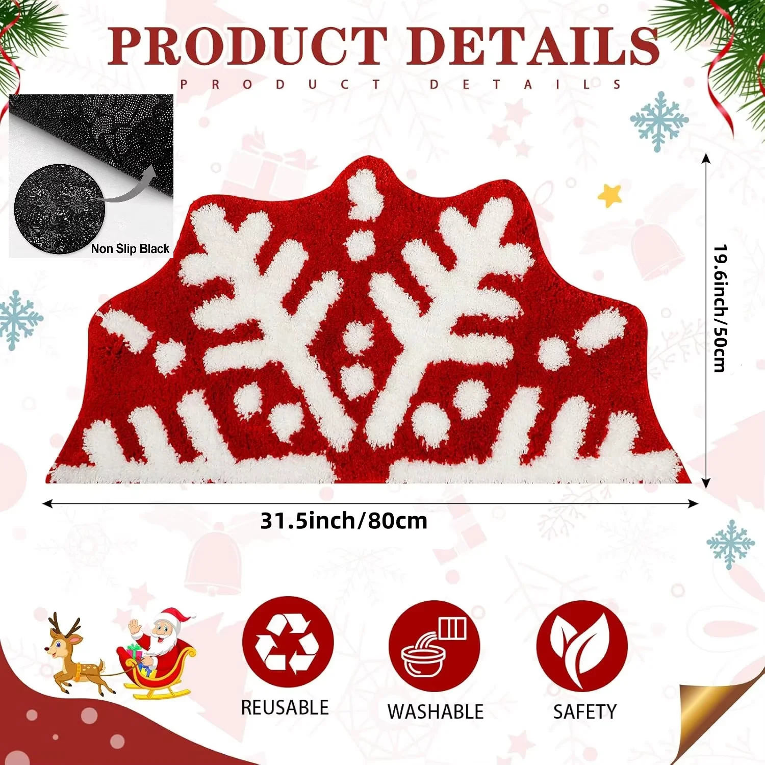 VIKAMA Special Christmas Imitation Cashmere Carpet Soft Non-Slip Winter Bedroom Bathroom Foot Mat Home Decor Welcome Door Mat