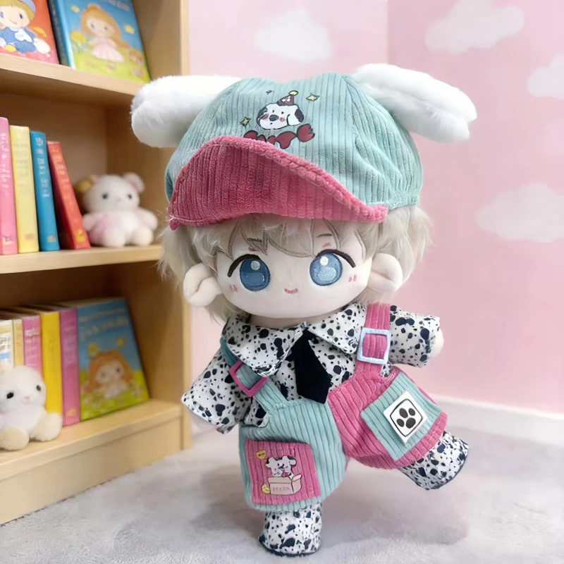 

Suitable For 20cm Cotton Doll Clothing Cute Overalls Hats Dog Shaped Suits Light Blue Dresses Dolls Daily Dressing Clothes Gift