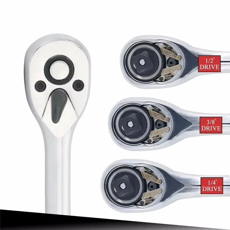 

T98C-Reversible Drive Ratchet Wrench 24Tooth Quick Release 1/4" 3/8" 1/2" Socket Automotive Nut Hand Repair Tool