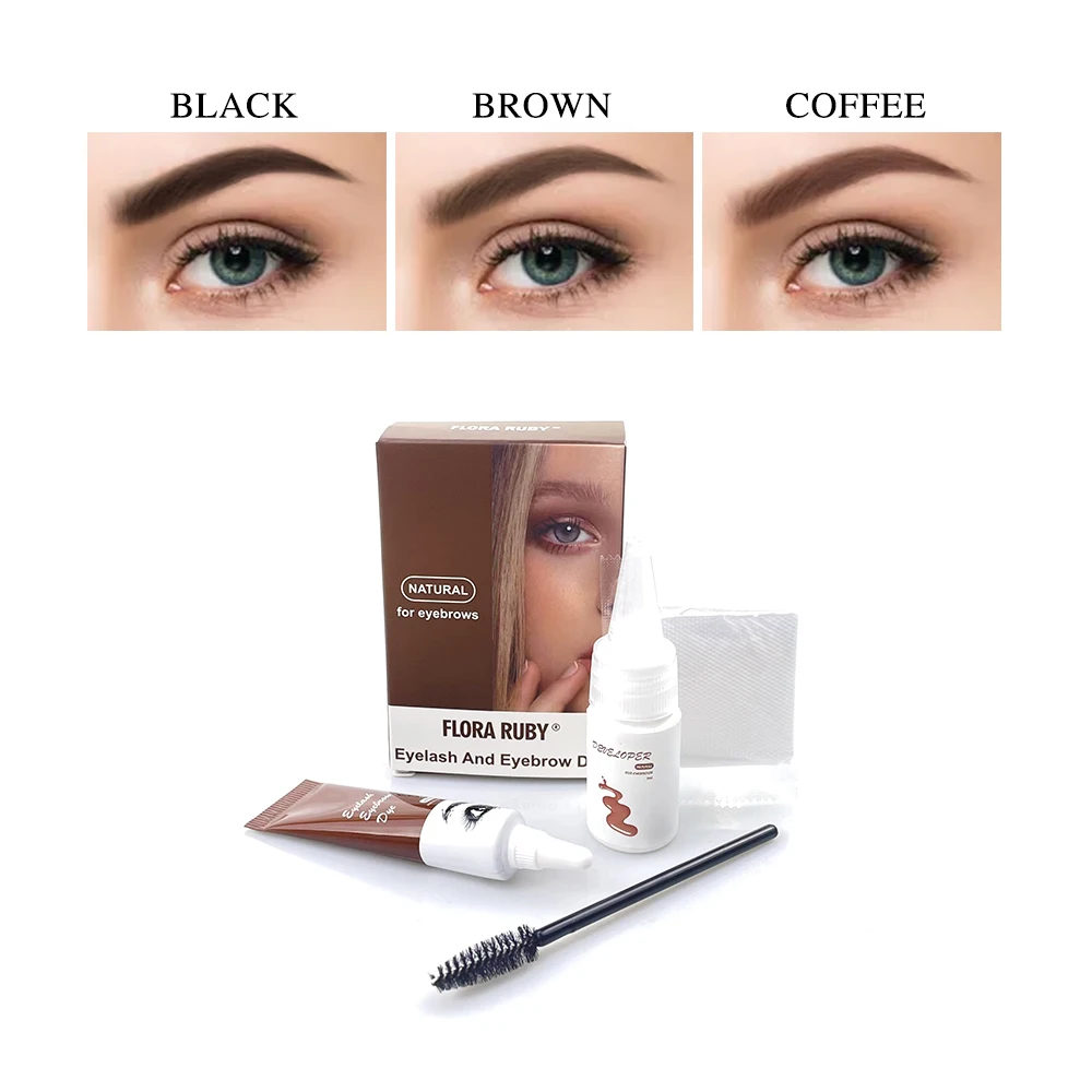 Tinte para pestañas y cejas 2 en 1, Kit profesional de Color para pestañas y cejas, Kit de maquillaje de cejas tupidas naturales, tinte para el cabello DIY para salón