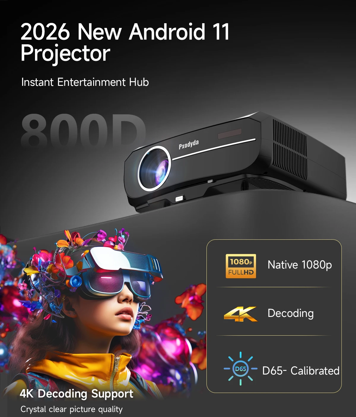 OEM 800D 屋外用 Android 11 プロジェクタ - 4K Smart Projector Android 11 Wifi 6 のレビューと価格