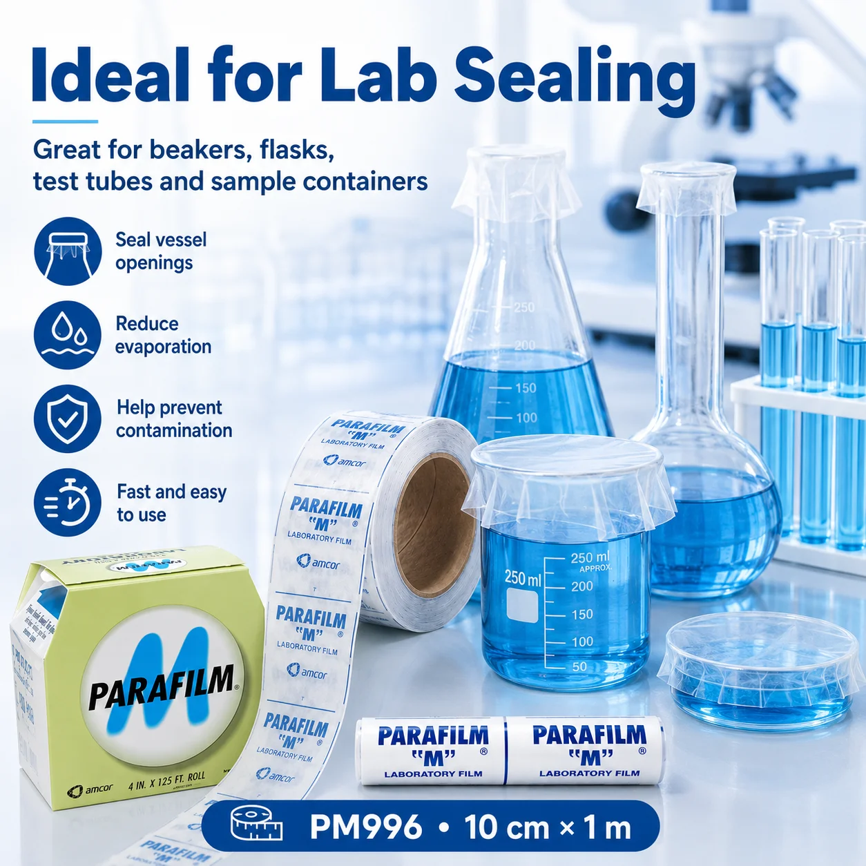 Parafilm M Pm996 Laboratory Film Moisture Proof Self Sealing Film for Laboratory Beaker Petri Dish Wine Bottle Perfume
