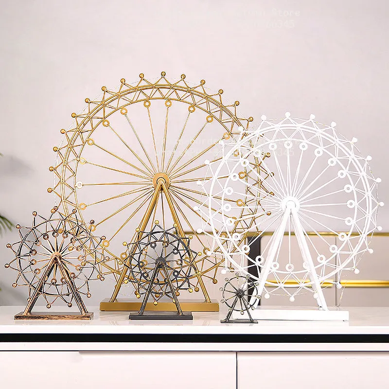 Nordic modern light luxury Ferris wheel ornament rotating model living room entrance TV wine cabinet decoration desktop
