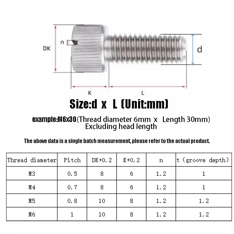 M3 M4 M5 M6 Metric Slotted Stainless Steel 304 Single Head Hand Screw Big Cap Big Head Round Knurled Flat Head Torsion Screw
