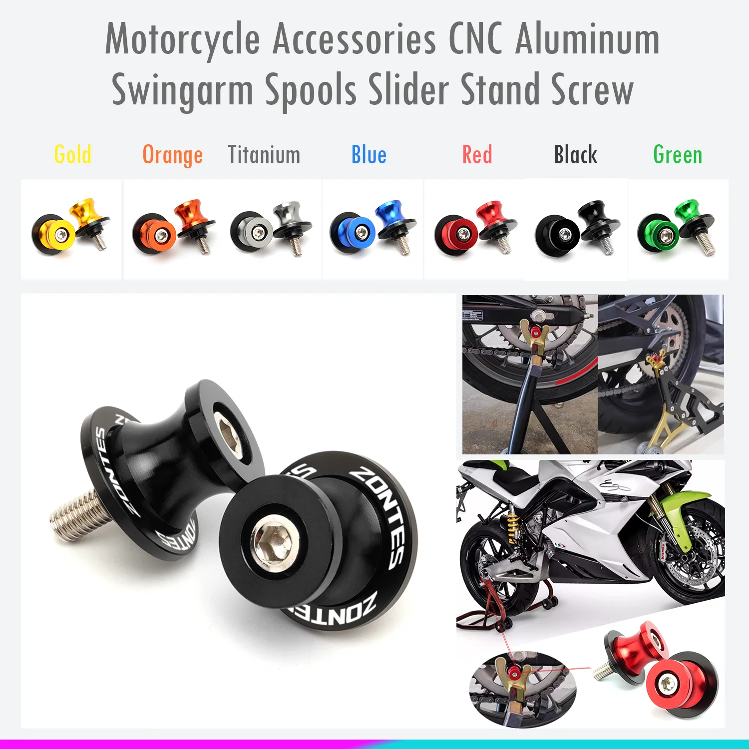 

New For Zontes G1 125 ZT125U ZT 125 U ZT 310R 310X ZT310R Motorcycle Accessories CNC Swingarm Spools Slider Stand Screw