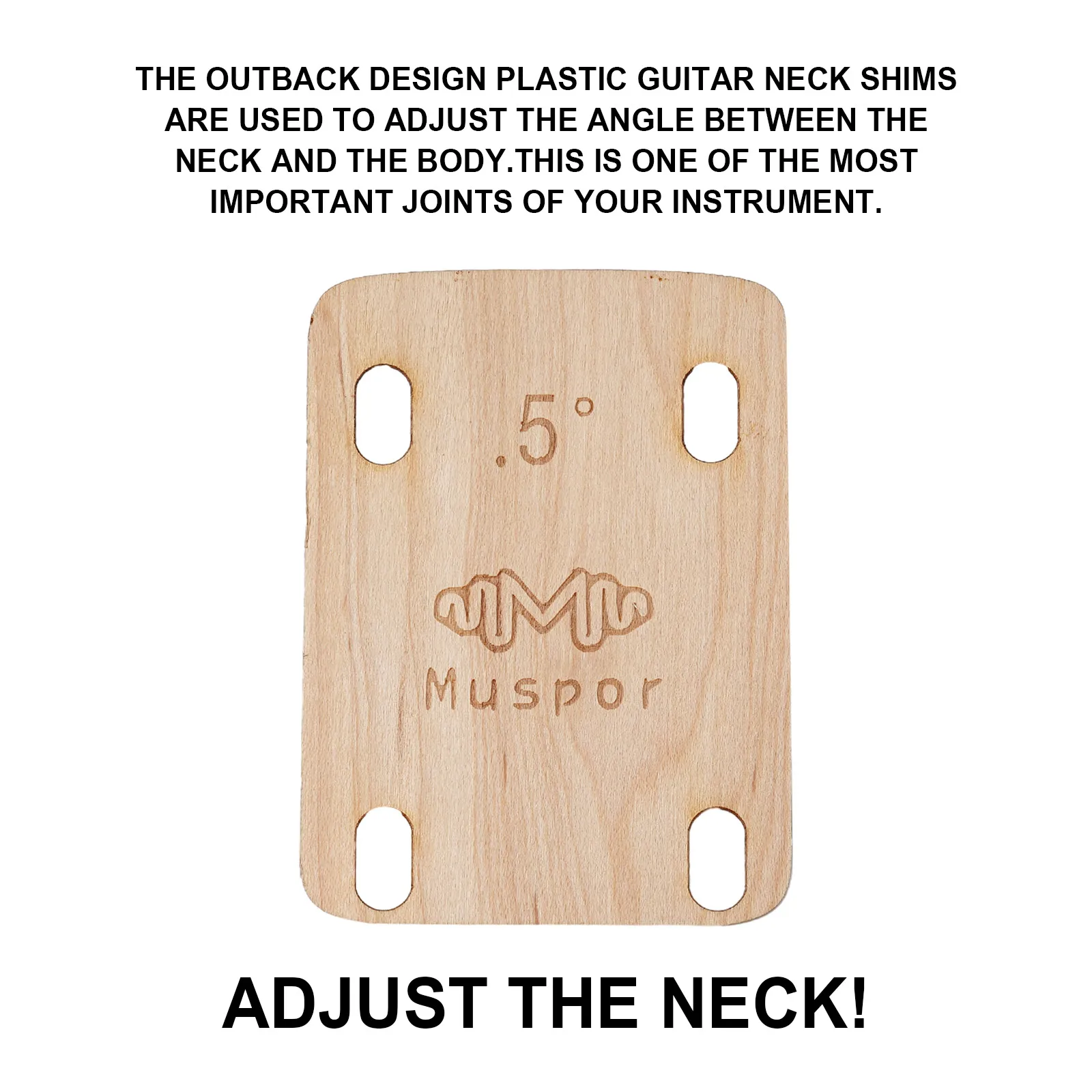 Guitar Neck Shims, 3 PCS Maple Plate Set, Superior Craftsmanship for Accurate Bolt on Neck Angle Modifications