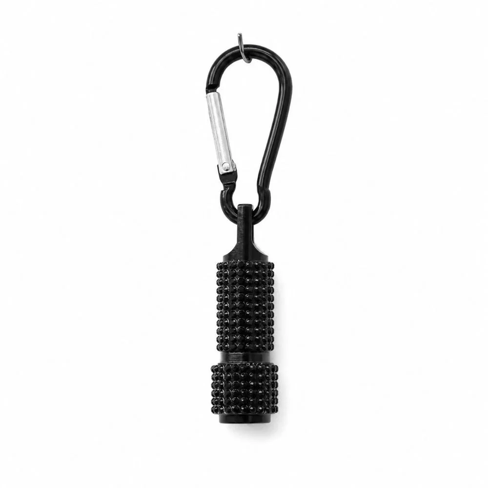Emergency Diamond-encrusted Mini Flashlight Carabiner Clip Twist Switch Rhinestone Flashlight Sparkling Shining Mini Torches