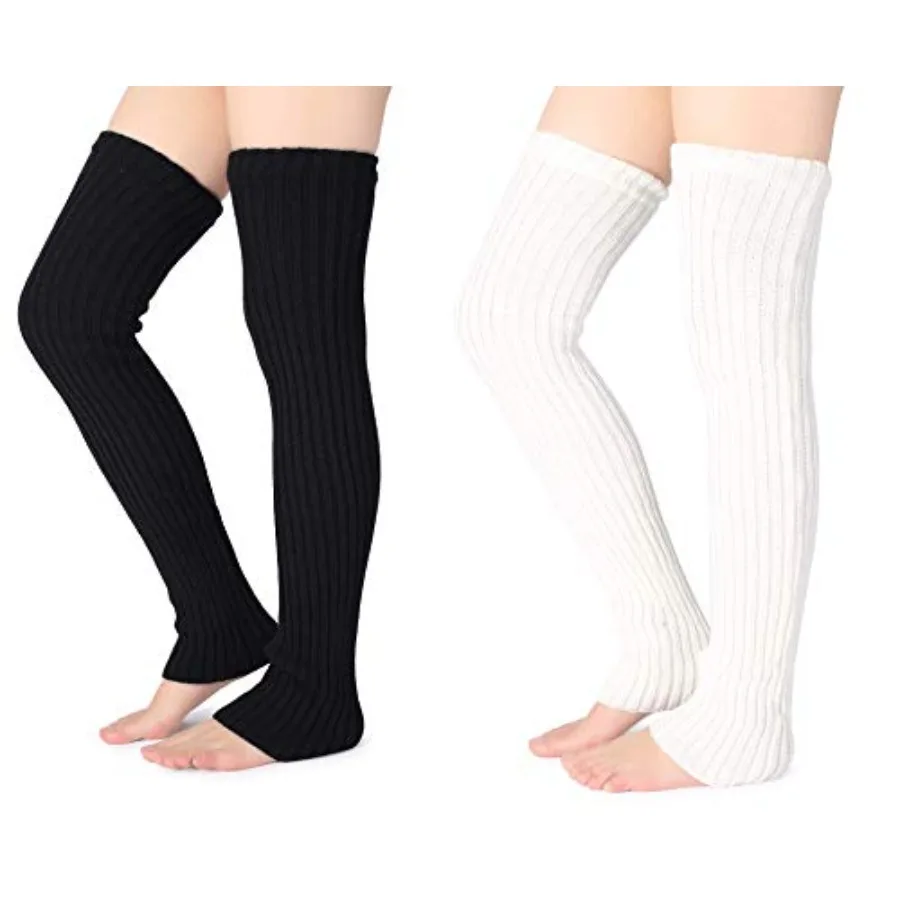 Pareberry feminino inverno acima do joelho meias altas sem pés malha quente aquecedores de pernas longas para clima frio atividades ao ar livre ideais para