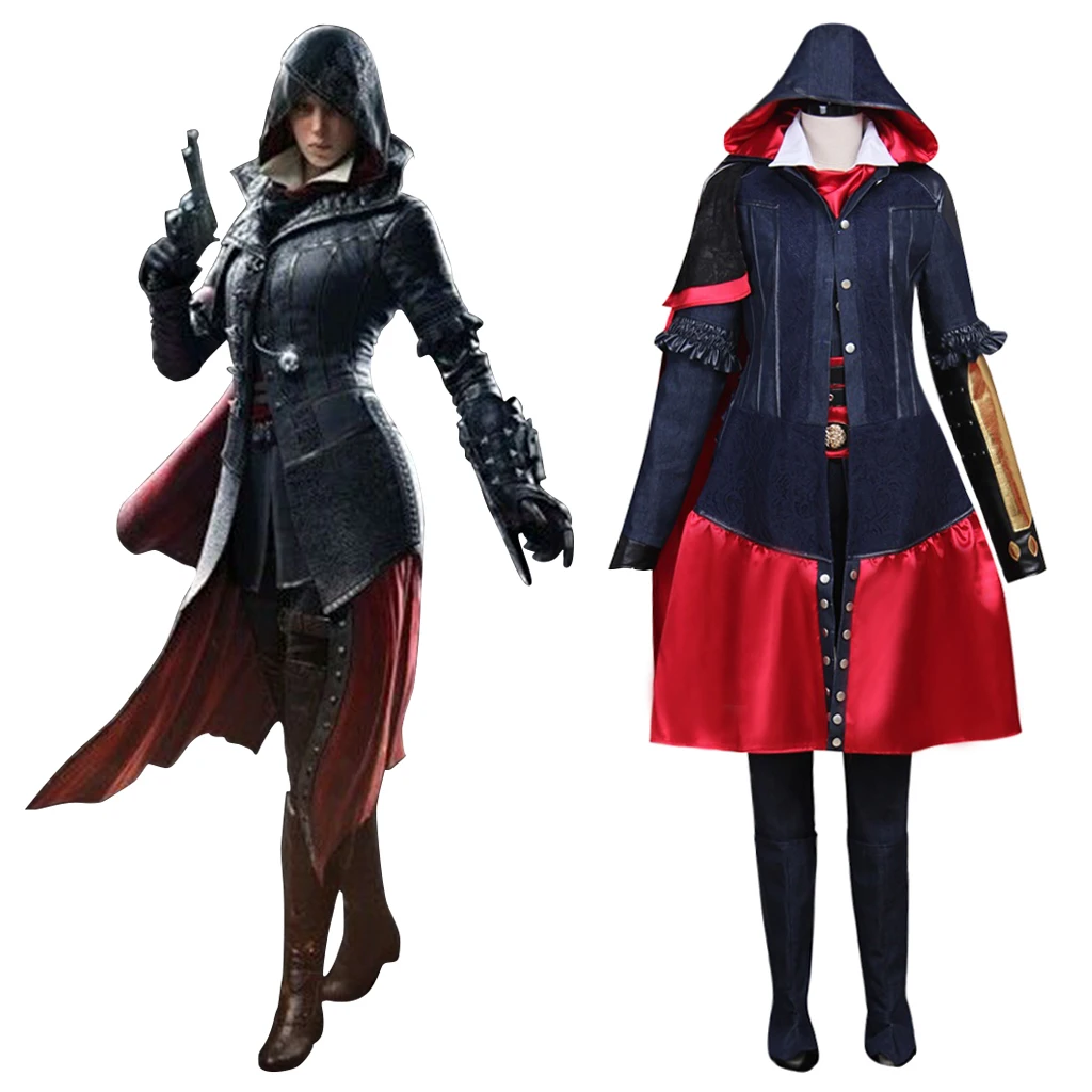 

Игра Evie Frye Косплей Костюм Женский Черный Костюм Полный Комплект Хэллоуин Косплей Шоу Вечеринка Наряд