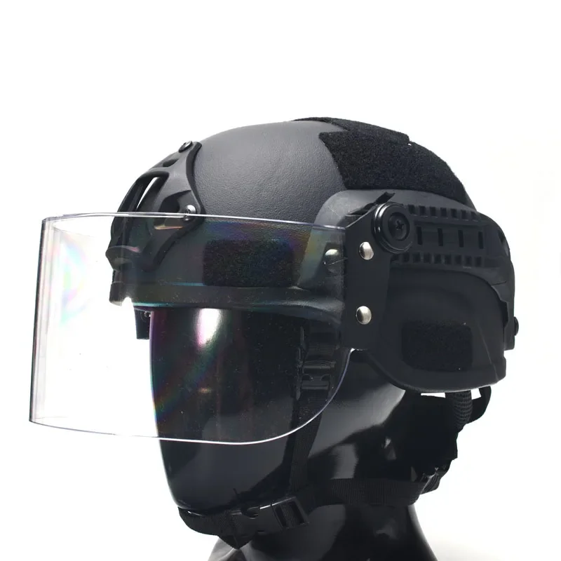 Outdoor Tactical Flip Up Face Shield Lens Goggles Riot Mask Visor for Fast AF MICH Action version Helmet Guide Rail