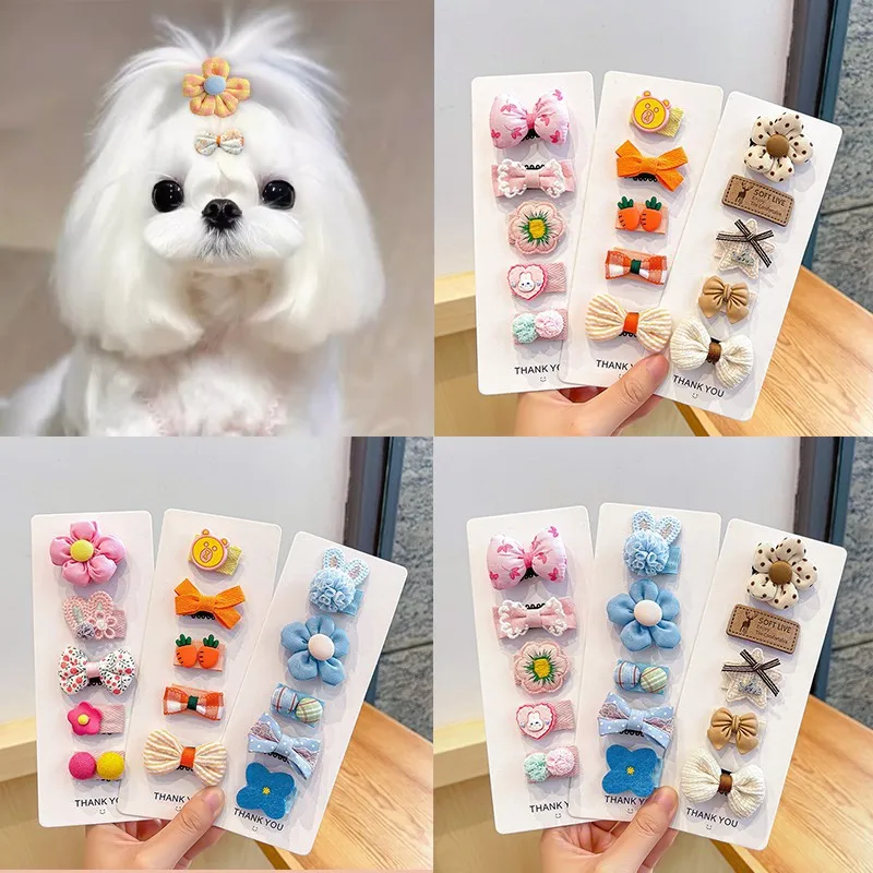 

10pcs/set Cute Dog Hair Clips Pet Bowknot Headwear Accessories for Maltese Yorkie Small Dogs Puppy Grooming Barrettes