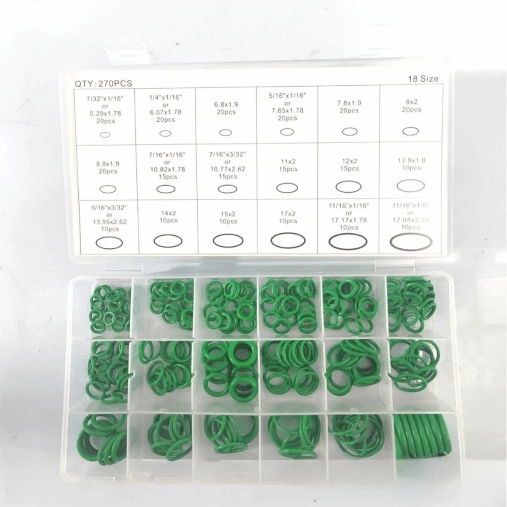 270Pcs Rubber Rings Sealing Ring Kit HNBR Material 18 Sizes Car Auto Repair Tools Universal Purple Green