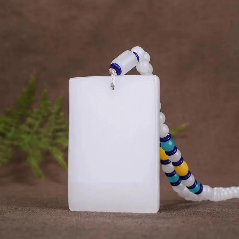 

Manufacturer Supplies Xinjiang Hetian Jade Gold Silk Jade White Jade No-Action Pendant Sweater Chain Tag Pendant Wholesale