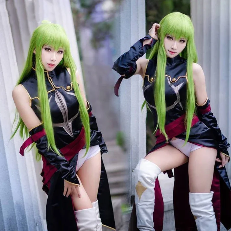 أزياء أنيمي كود Geass Queen CC التأثيرية للهالوين كرنفال الساحرة زي أسود للنساء بدلة معركة الأسهم مجموعة كاملة مصنوعة حسب الطلب
