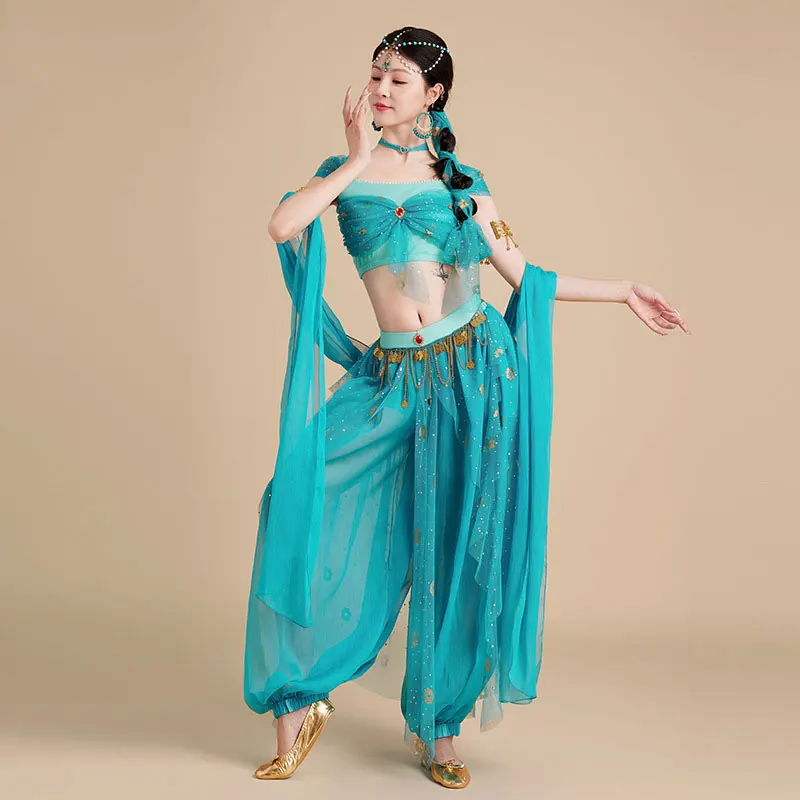 Adult Festival Arabian Princess Belly dance Costume Set Women Indian Bollywood Dancing Halloween Jasmine Cosplay Princess Fancy