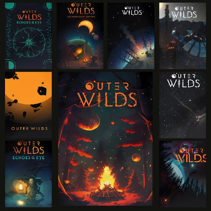 

Outer Wilds Adventure Games Poster Self-adhesive Art Waterproof Paper Sticker Coffee House Bar Room Wall Decor