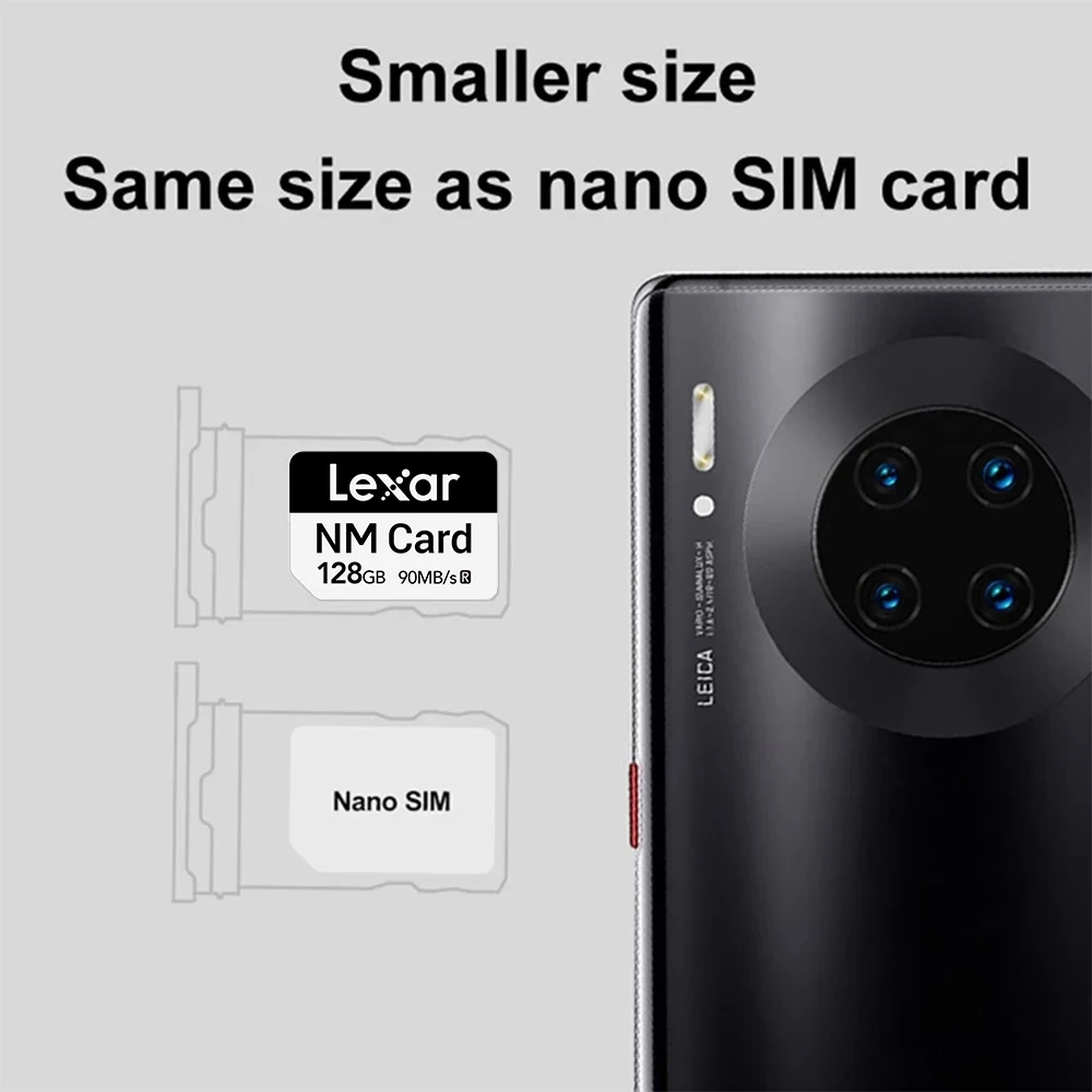 بطاقة ذاكرة Lexar NM nCARD 128G 256G 512G بطاقة ذاكرة لهاتف Huawei Mate 20 P30 PRO Nova5 P40 4G 5G هاتف Honor/MatePad Pro