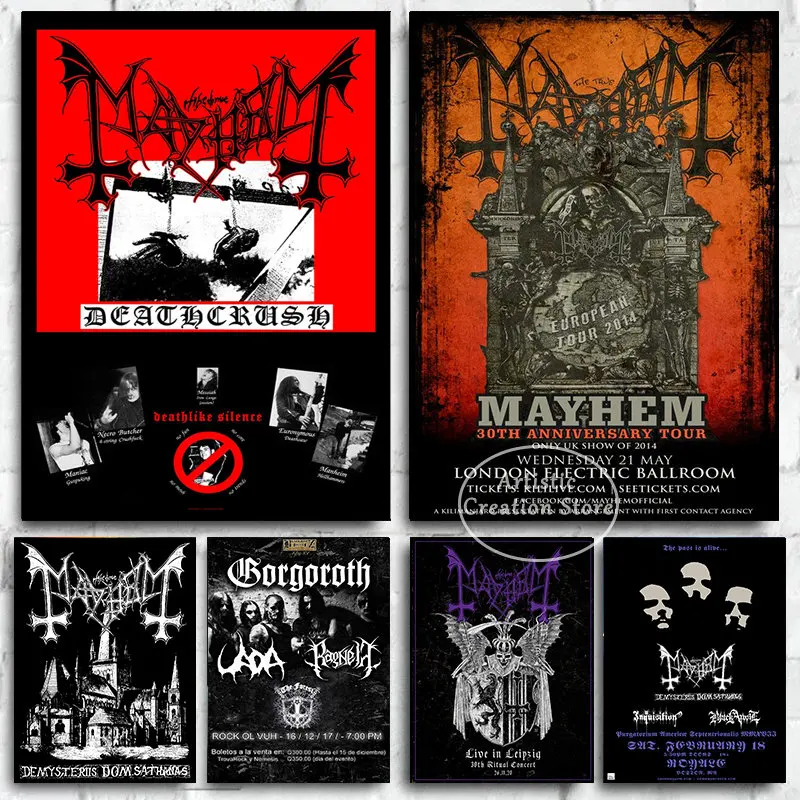 Mayhem Posters Scandinavian Metal Music Band Print Canvas Painting Wall Art Pictures Bedroom Club Home Decor Fanatical Gifts