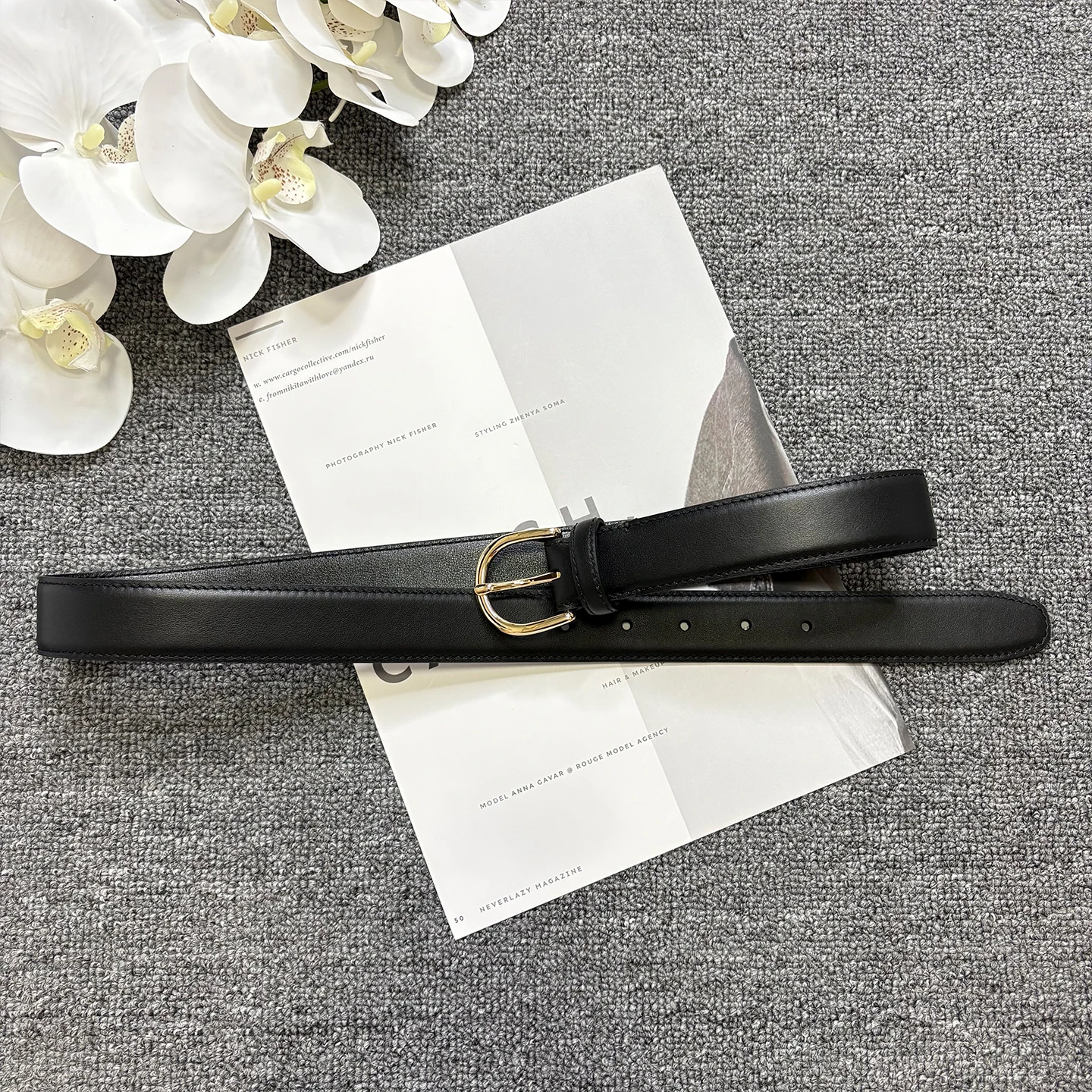 Simple round buckle cowhide women's belt, genuine leather pin buckle, black decorative leather strap, top layer cowhide casual p