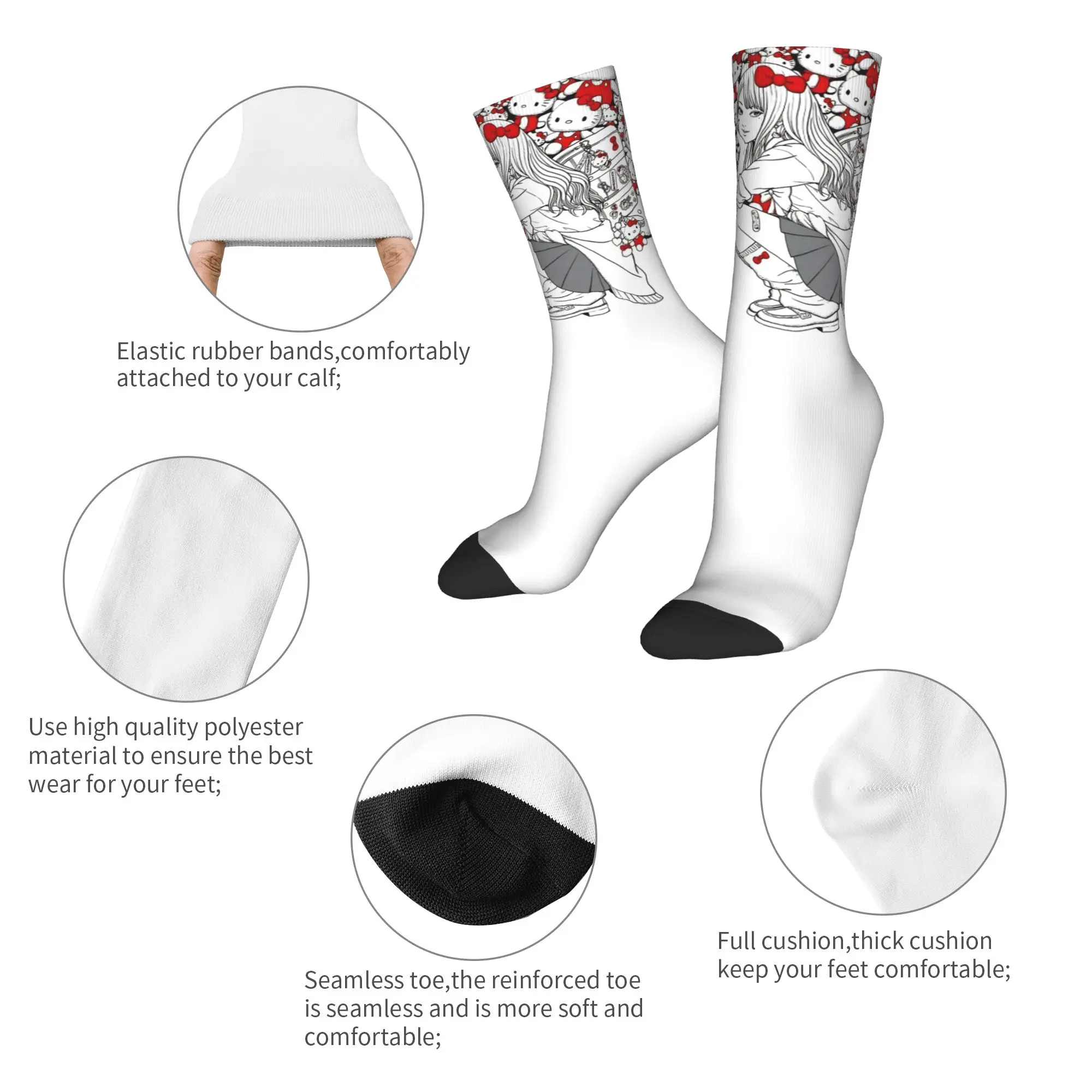 تومي فتاة الجوارب الرجال النساء البوليستر مضحك سعيد مرحبا كيتي أنيمي الجوارب الربيع الصيف الخريف الشتاء الأوسط جوارب أنبوبية الهدايا