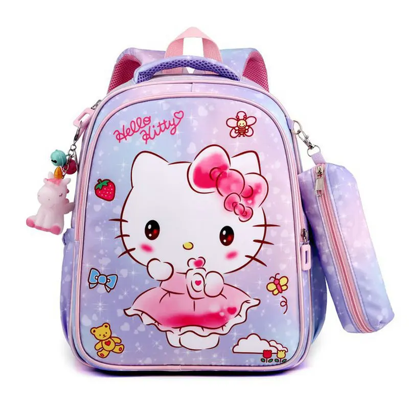 Children's schoolbag Hello Kitty cartoon animation boy and girl backpack Frozen Princess Elsa Anna  pencil case Cute pendant