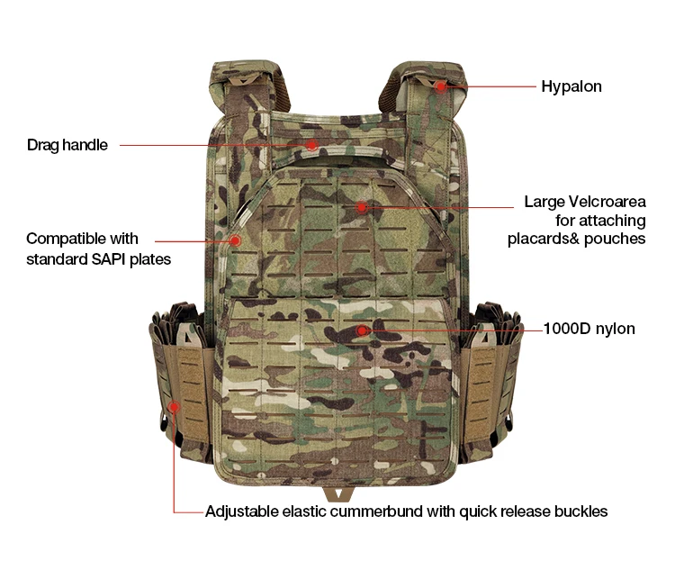 YAKEDA 6094 Plate Carrier Tactical Vest Outdoor Hunting Protective Shoulder Adjustable Vest Airsoft Carrier Combat