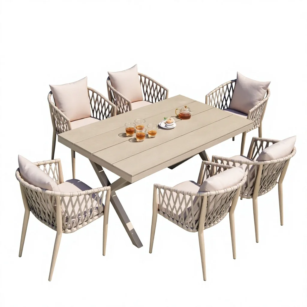 Outdoor Nordic-style Creative Extendable Table And Chairs Set Aluminum Alloy Patio Table Gardens Courtyards Leisure Garden Set