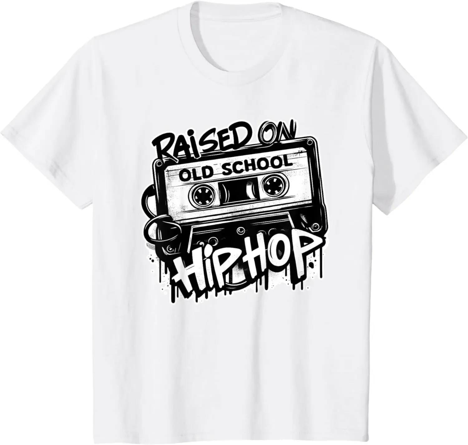 2024 summer tops RAISED ON OLD SCHOOL HIP HOP Anniversary Cassette Graffiti T-Shirt