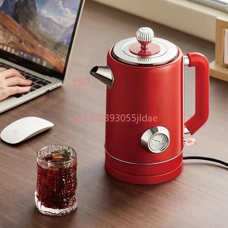 1.8L Retro Water Boiling Pot, 304 Stainless Steel High Power Electric Kettle with Temperature Gauge