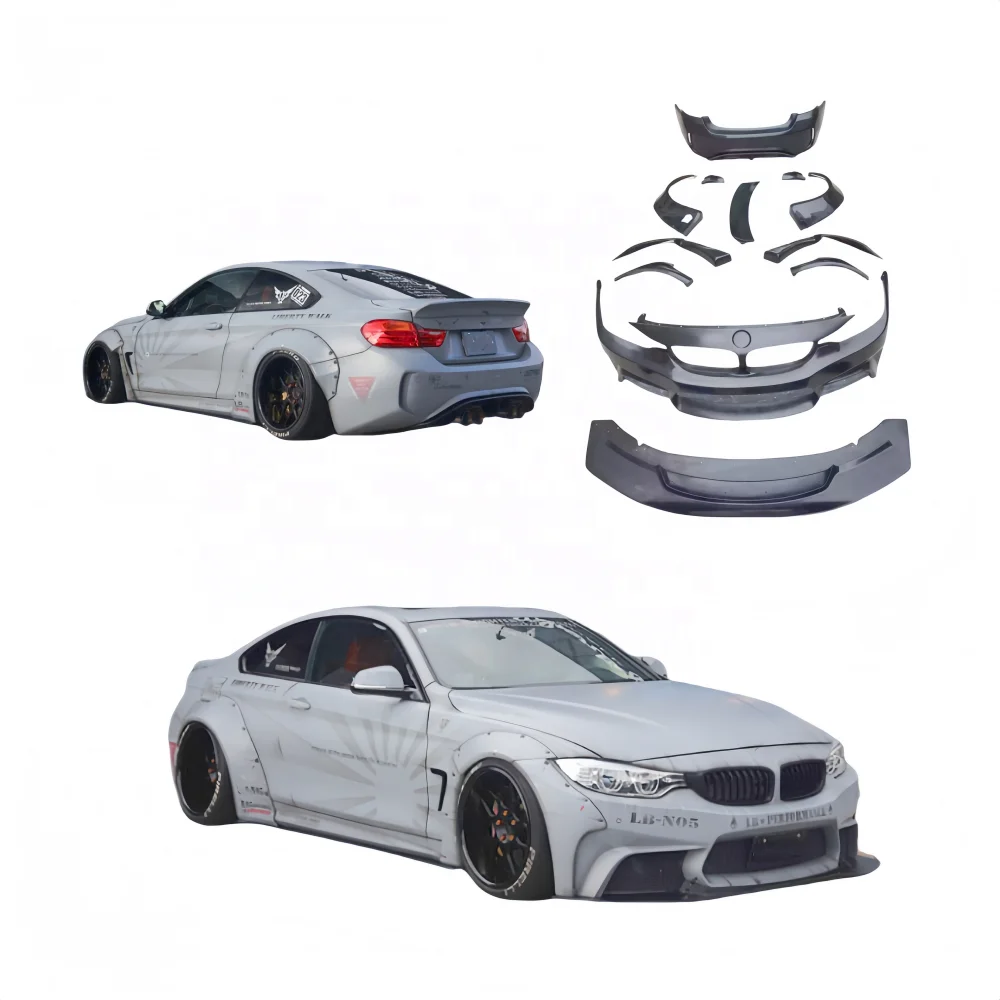 Front Bumper Rear Bumper Trunk Spoiler Wide Fender for BMW 4 Series F32 F33 LB style body kit Front and rear spoilers