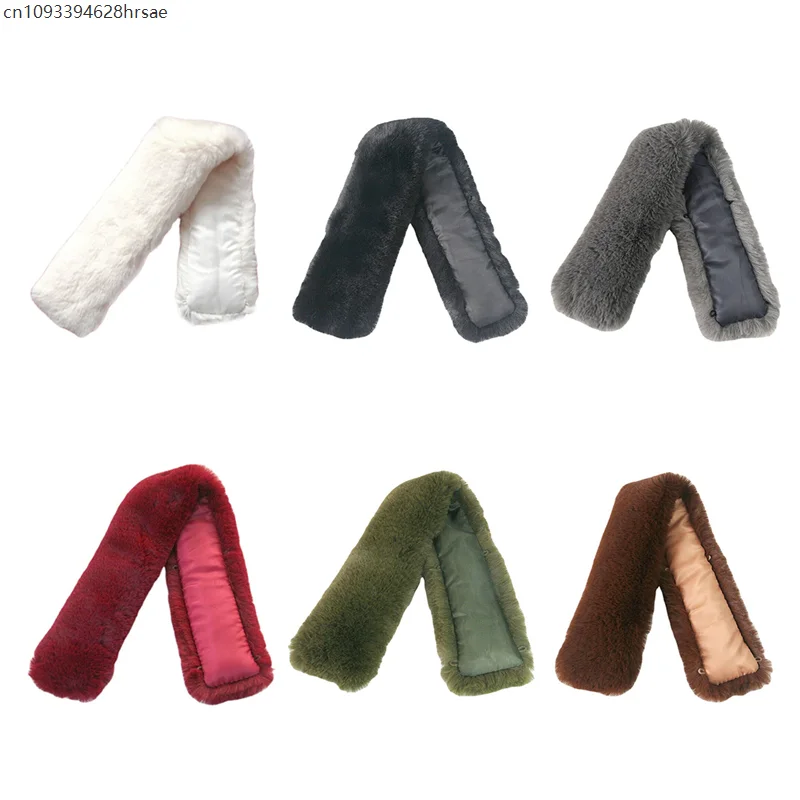 Damski Męski Kołnierz Imitujący Futro Szopa Pracz Odłączany Kołnierz ze Sztucznego Futra Zimowy Ciepły Puszysty Ocieplacz na Szyję Płaszcz Antybrudzący Sztuczny Kołnierz