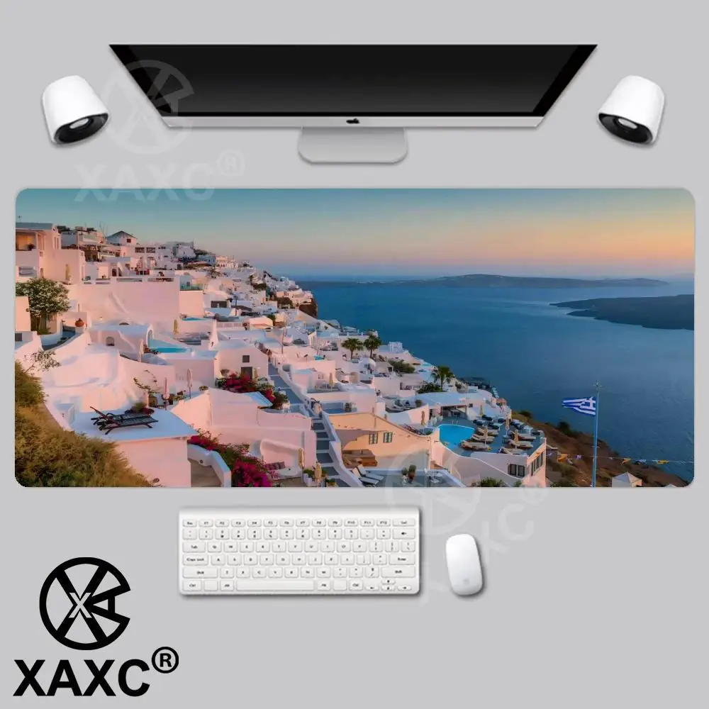 Greek Ruins Coastal Cave Desk Mat 80x40cm, Large Gaming Mouse Pad, Scenic Landscape Keyboard Mat for Laptop Decor XAXC Mouse Pad