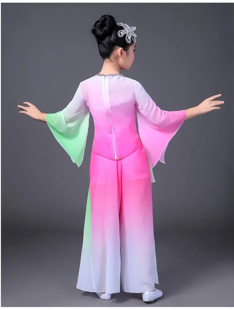 Trajes nacionais hanfu para meninas, trajes de manga infantil, dança clássica, roupas yangko, dança moderna, estilo chinês