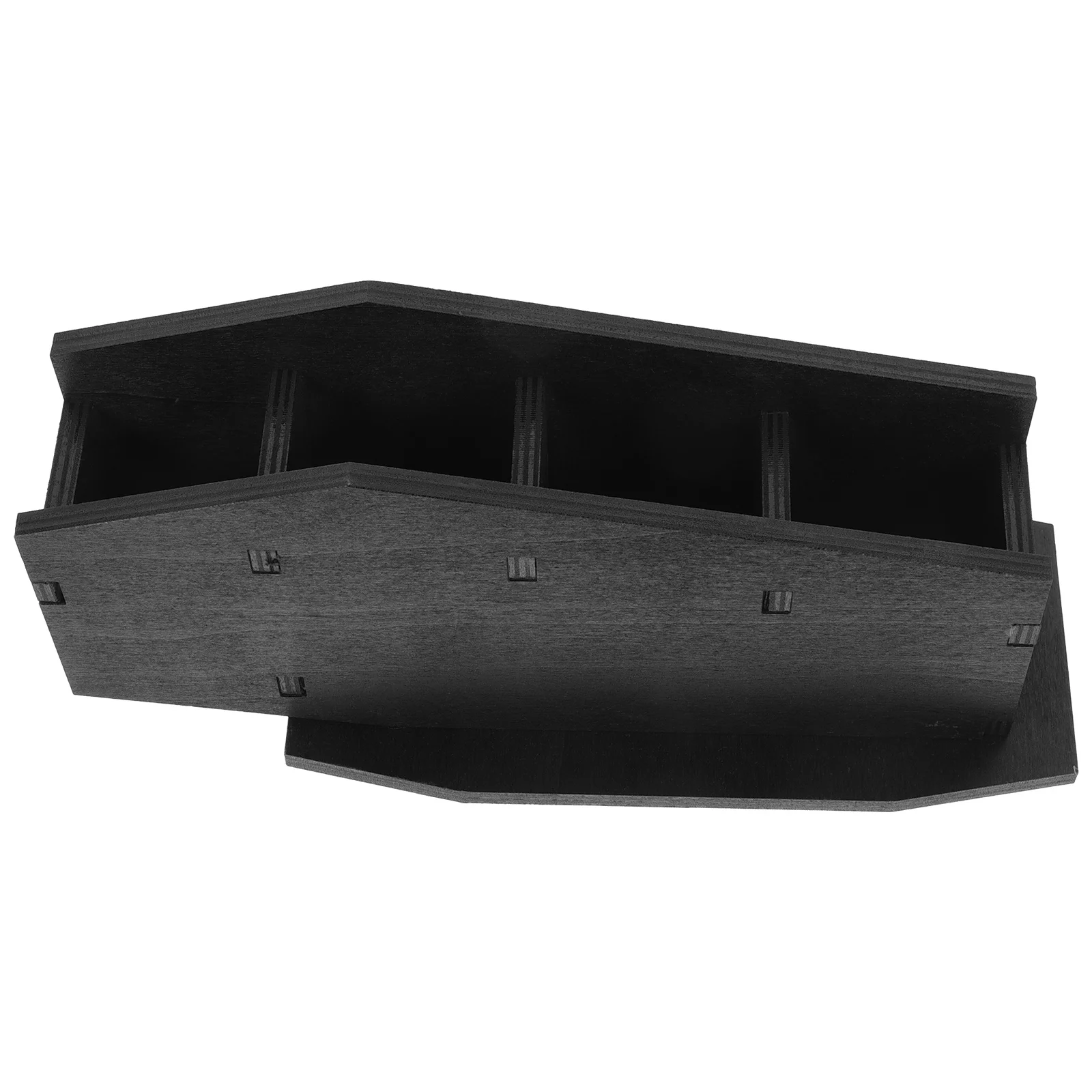 

1pcs Black Halloween Coffin C Goth Desk Accessories Pen Holder Wooden Pencil Cup Makeup Brush Storage Container