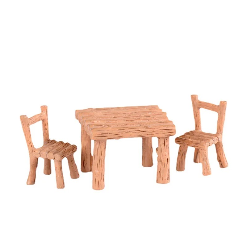 3Sets Simulation Miniature Square Resin Table Chair Set Model Diy Sand Table/DollHouse Scene Layout Decoration Diorama Kits