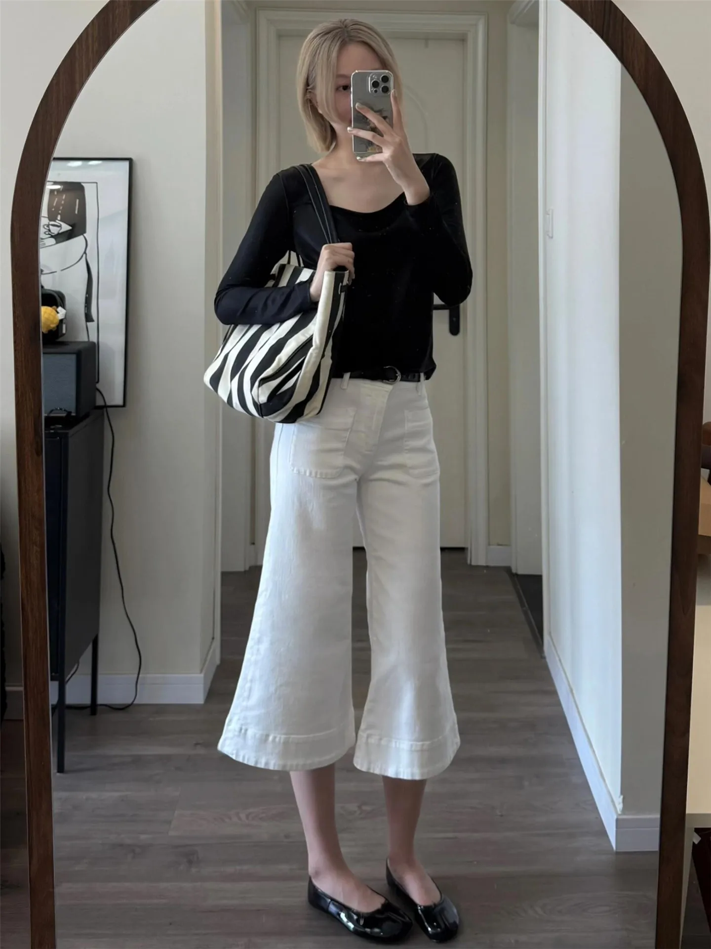 

American Retro White Mid-Low Waist Flared Jeans Women Summer Loose Drapey Loose Leggings Cotton Soft Natural Waist Jeans