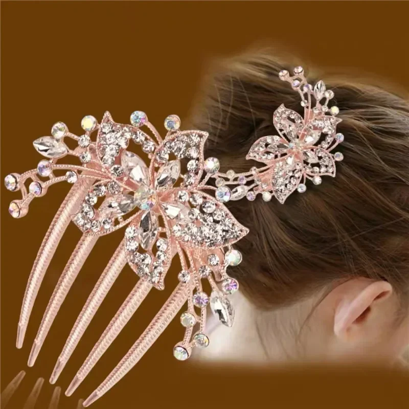 Women Bridal Rhinestone Hair Combs Clips Wedding Hair Accessories Pin Bride Barrette Hair Tiara Jewelry Accessories