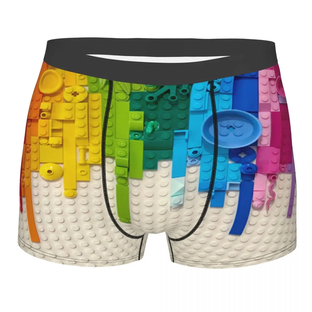 

Custom Male Cool Building Blocks Rainbow Patern Underwear Boxer Briefs Men Stretch Shorts Panties Underpants