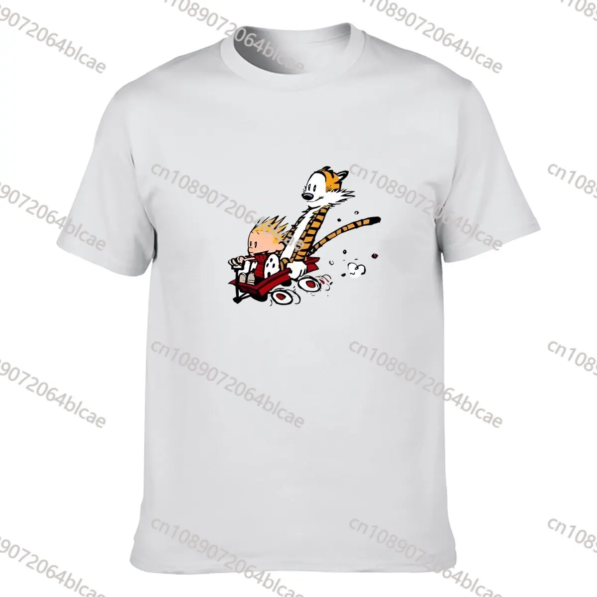 C-Calvin and H-Hobbes T Shirt Women Couple Combination Clothes Short Sleeve Collar Fashion T-shirt Man Cotton