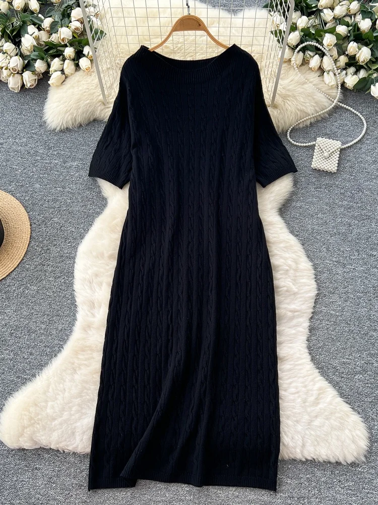 Maglia ampia rotonda Ne Five-Quarts Sve Dr Vita alta da donna A-Line Midi Dr Summer Ci Commute Casual Sle