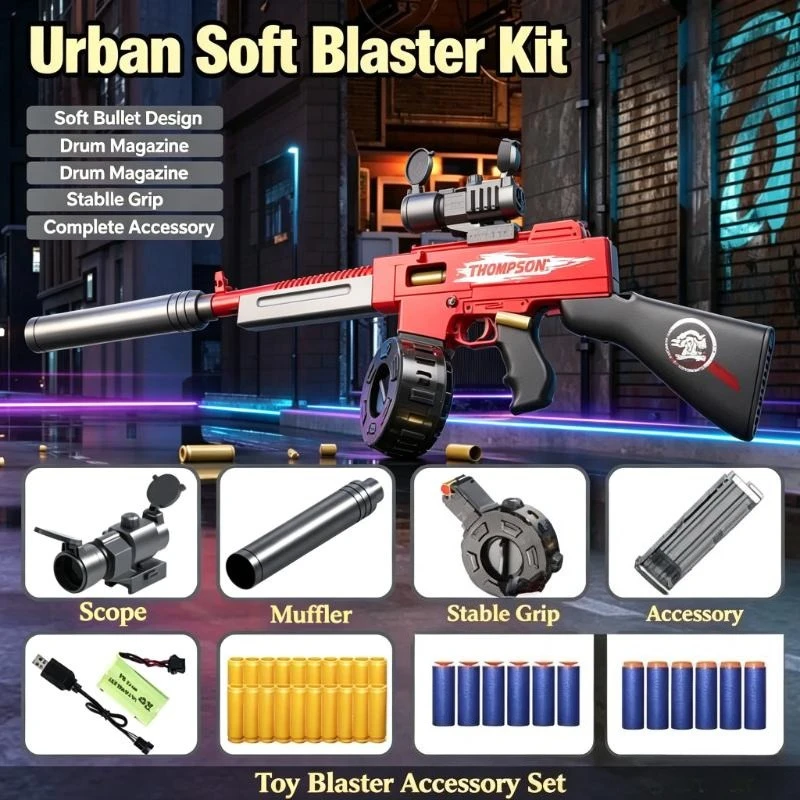 Electric Shell Ejecting Soft Bullet Toy Model, Submachine Style For Outdoor Battle Game Holiday Present For Teenagers