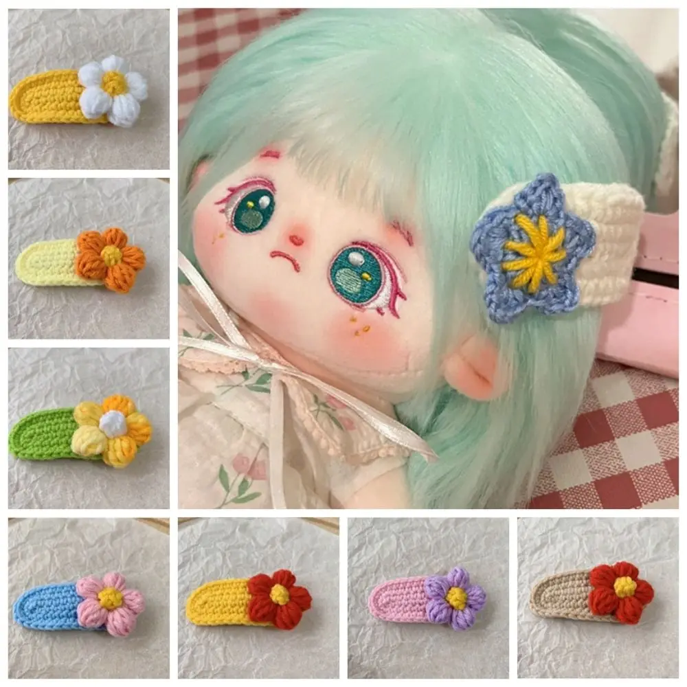 Flower Cotton Doll Hair Pins Hand Knitting Mini Cotton Doll Accessories Korean Style Cute Doll Hairpin Accessories Headwear