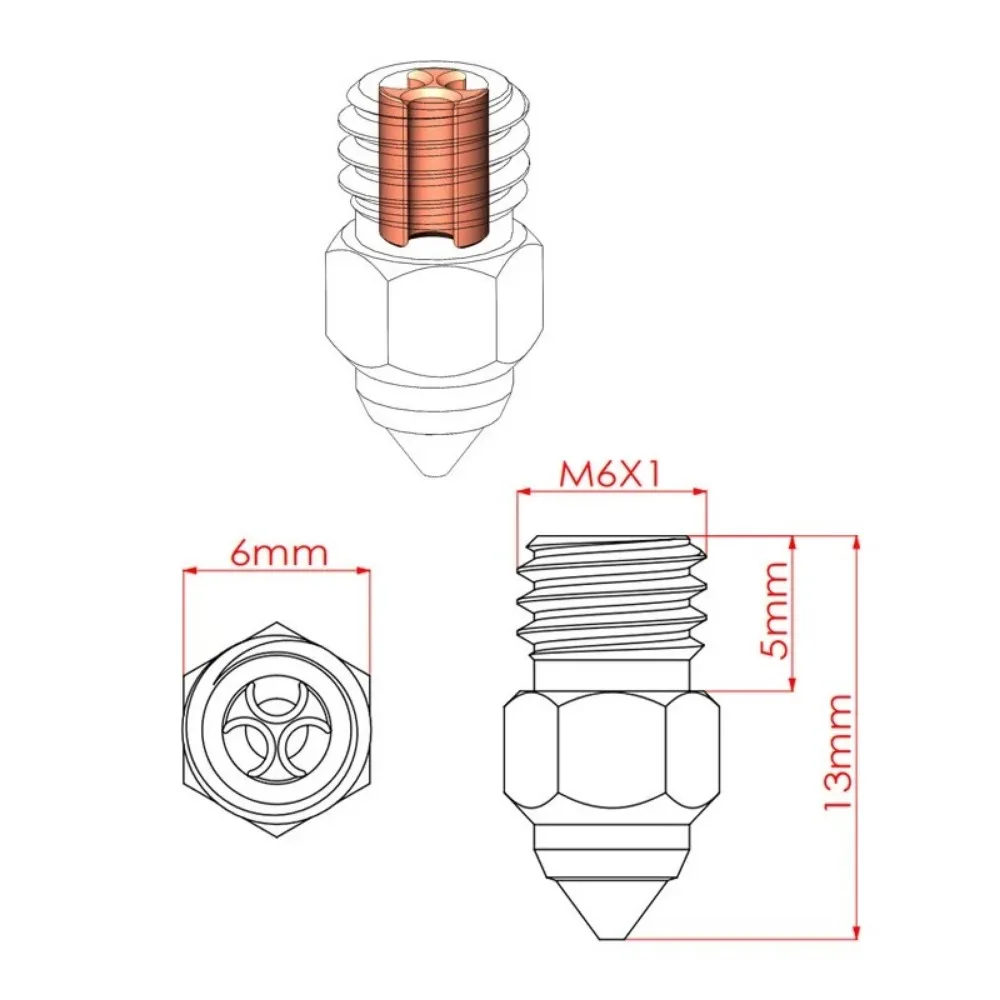 CHT Nozzle CR-6 SE Hard Steel Cht MK8 Nozzles 3D Printer Parts for CR 6 SE CR 5 Pro Ender 3 S1 Pro CR 10 V2 Ender 5 Pro