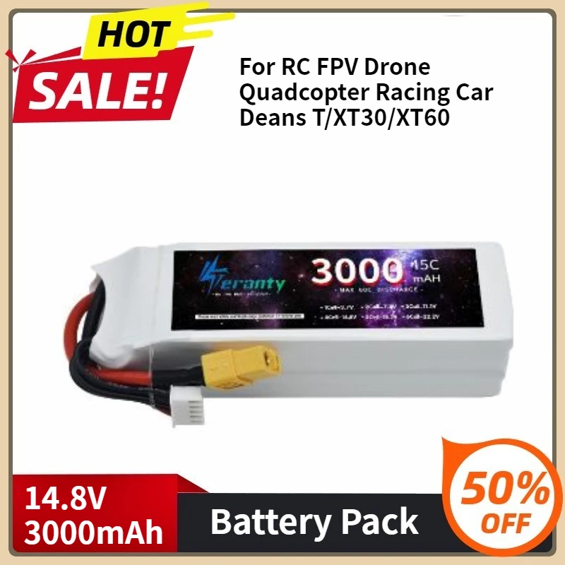 

4S LiPo Battery for RC FPV Drone Quadcopter Racing Car DeansT/XT30/XT60 14.8V 3000mAh 45C Battery